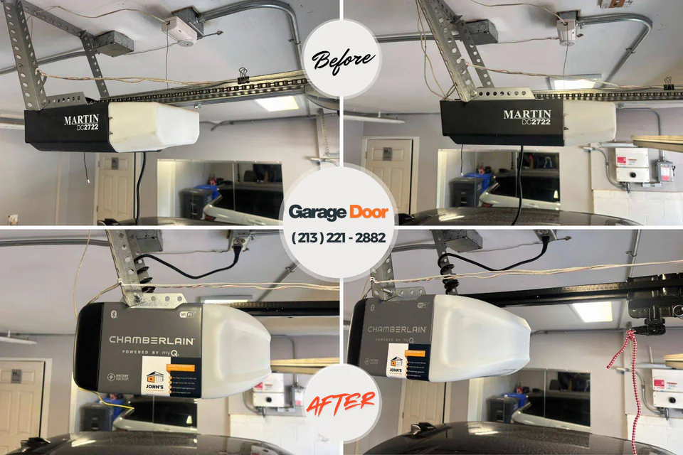 Before and after: garage door repair Delshire, OH